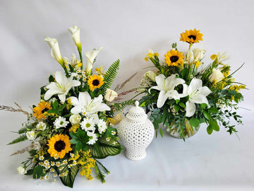 Créations florales pour accompagnement urne funéraire ( L'automnale)