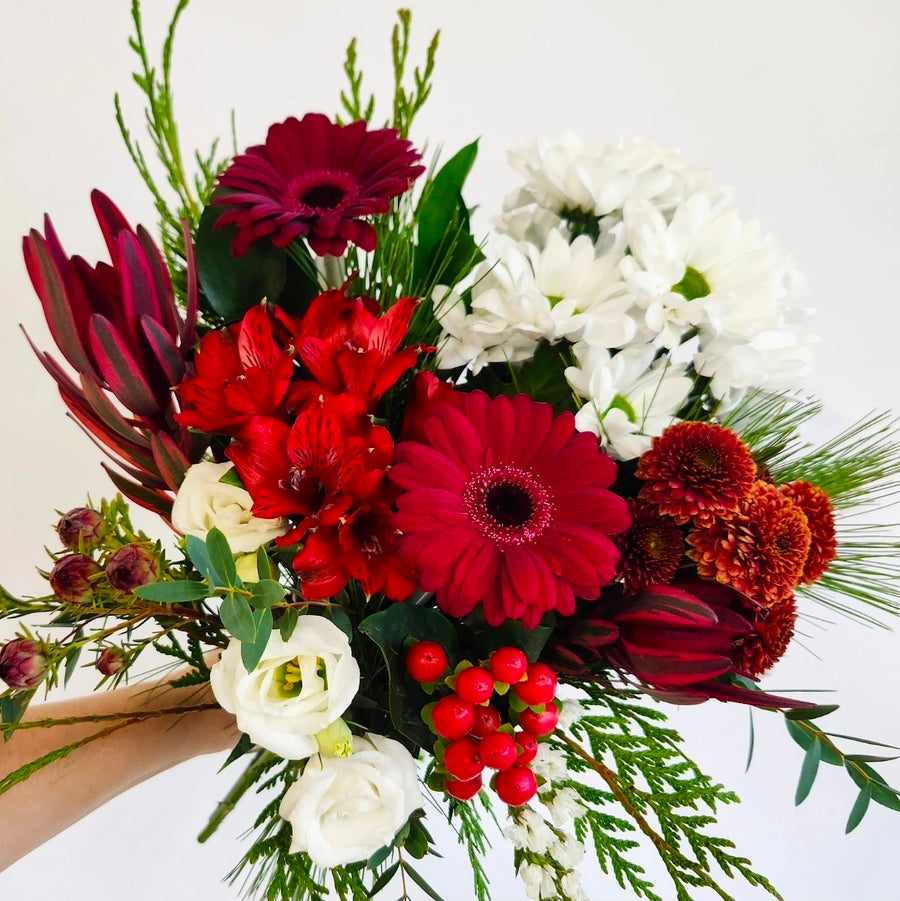 Emballage rouge et blanc pour le temps des fêtes