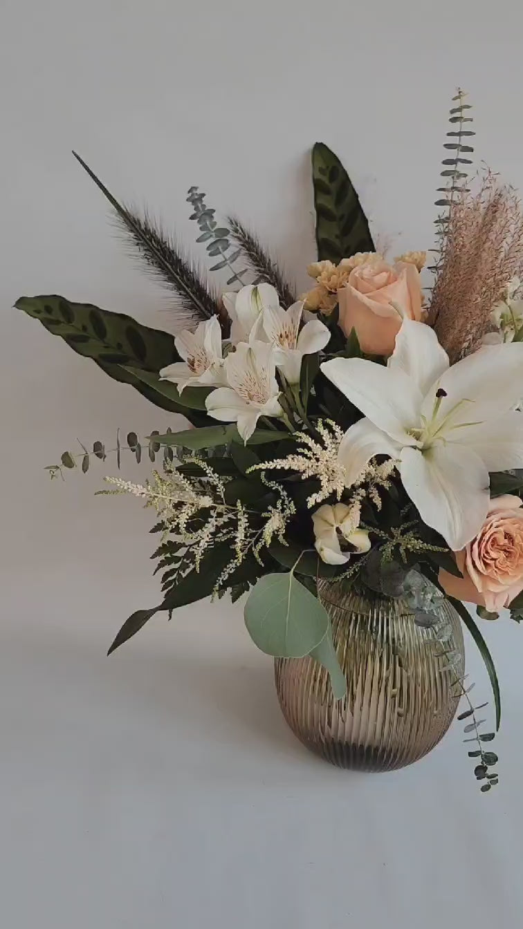 Arrangement vase ambré