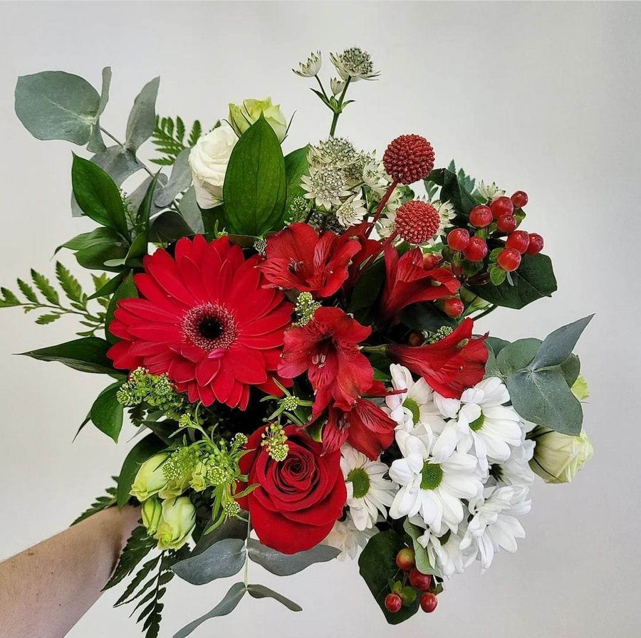 Bouquet teinte rouge et blanc